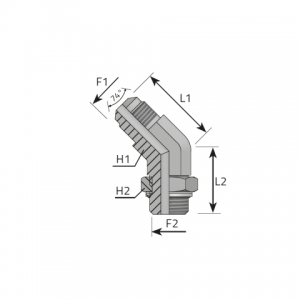 45° adjustable adapter male JIC – metric male/O-ring and retaining seal. (QMJ..MOM.R)